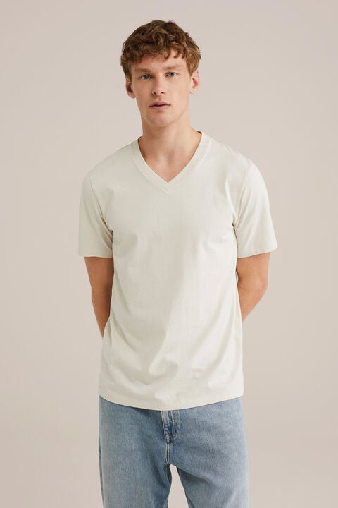 we fashion T-shirt van 100% katoen Beige Uitverkoop Kleding