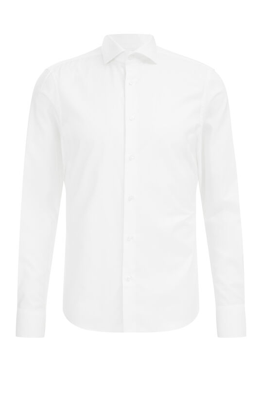 Heren slim fit overhemd van luxueus katoen, Wit