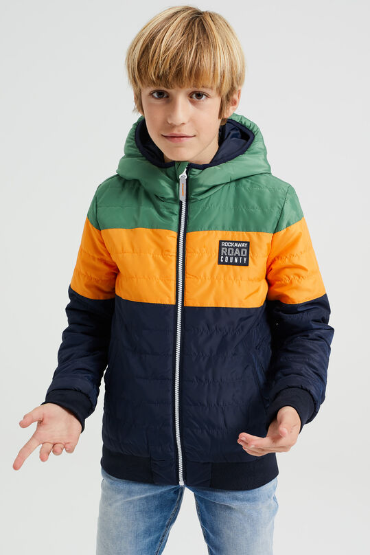 Jongens reversible jas met colourblock, Donkergroen