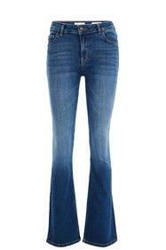 Dames mid rise bootcut jeans met stretch, Donkerblauw