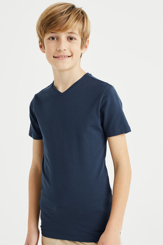 Jongens basic T-shirt met V-hals, Donkerblauw