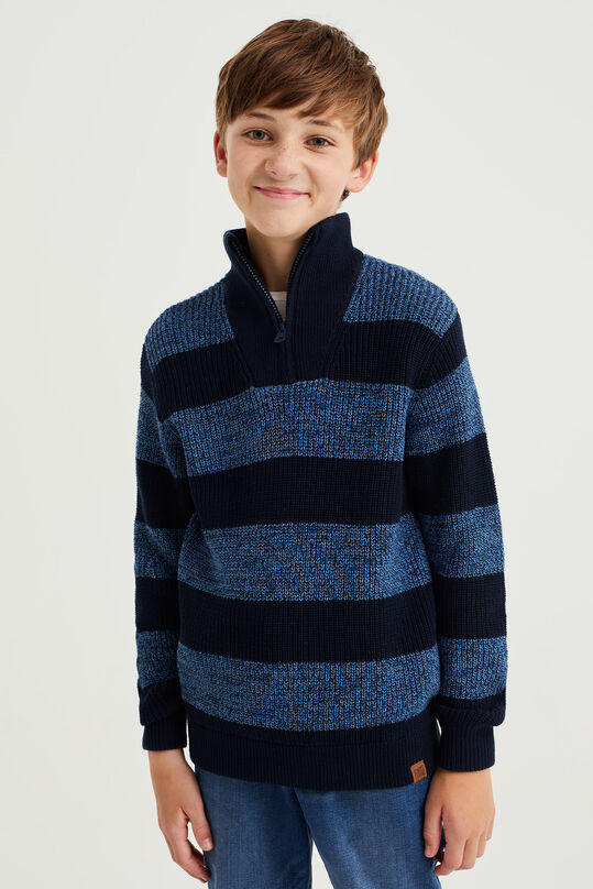 Jongens gemeleerde  trui, Donkerblauw
