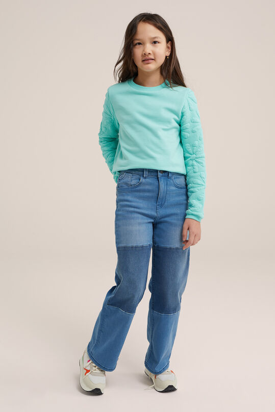 Meisjes wide leg jeans met stretch, Felblauw