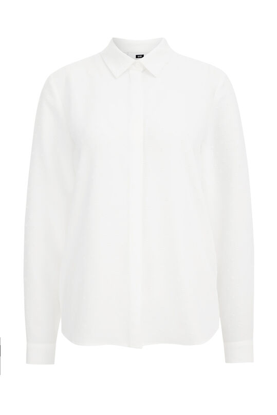 Dames blouse met structuur, Gebroken wit