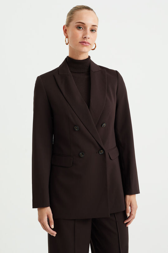 Dames regular fit double-breasted blazer, Donkerbruin