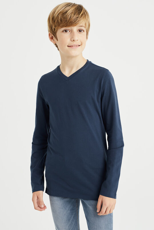 Jongens basic T-shirt met V-hals, Donkerblauw