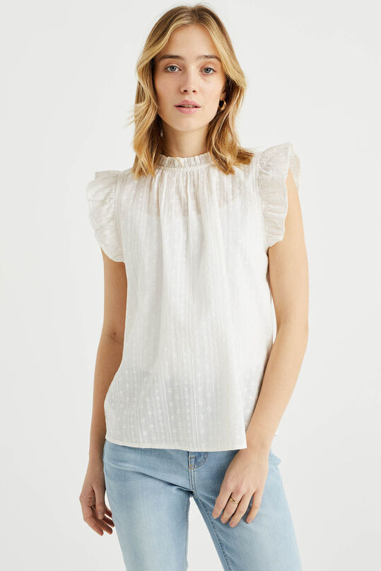 Dames top met broderie anglaise, Wit