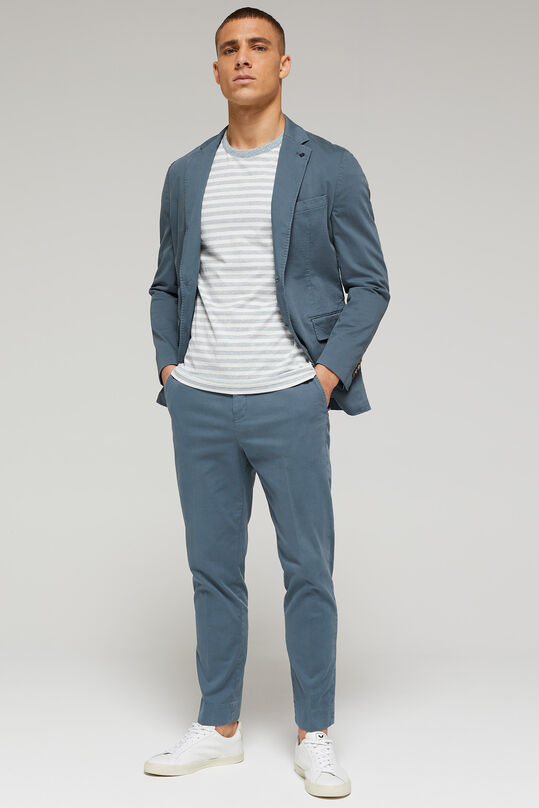 Heren regular fit garment dyed pantalon, Grijsblauw