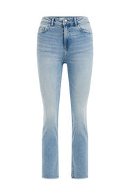 Dames high rise cropped jeans met comfort stretch, Lichtblauw