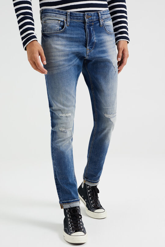 Heren slim fit jeans met comfort stretch, Blauw