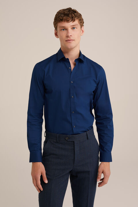 we fashion anti-odour overhemd met stretch Marineblauw