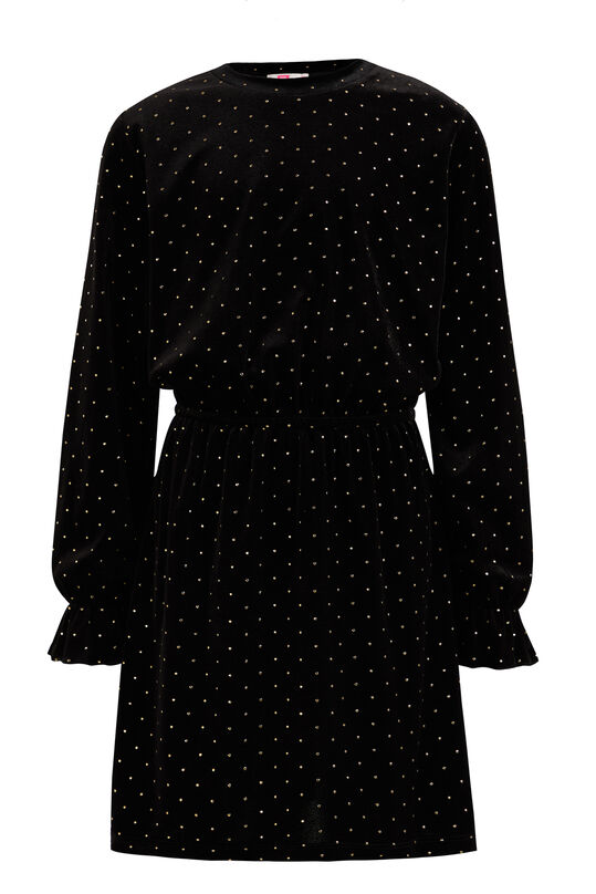 Meisjes velvet jurk met studs, Zwart