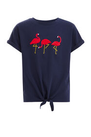 Meisjes T-shirt met embroidery, Donkerblauw