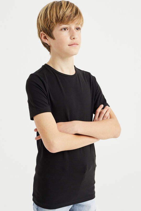 Jongens basic T-shirt met ronde hals, Zwart
