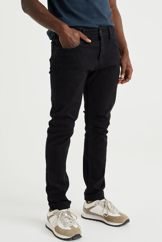 Heren slim fit jeans met comfortstretch, Zwart