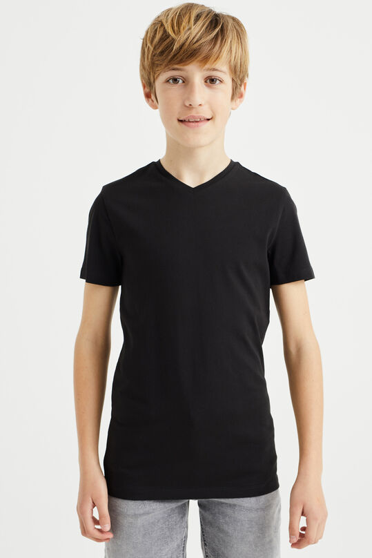 Jongens basic T-shirt met V-hals, 2-pack, Zwart