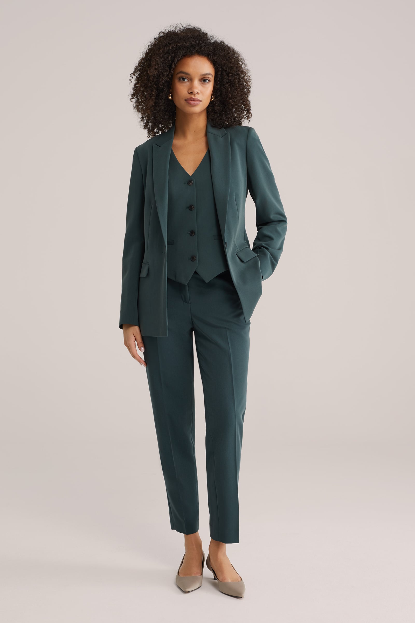 Damenanzug 3-teilig - Blazer, Weste & Hose, Business-Casual, Schmale Passform