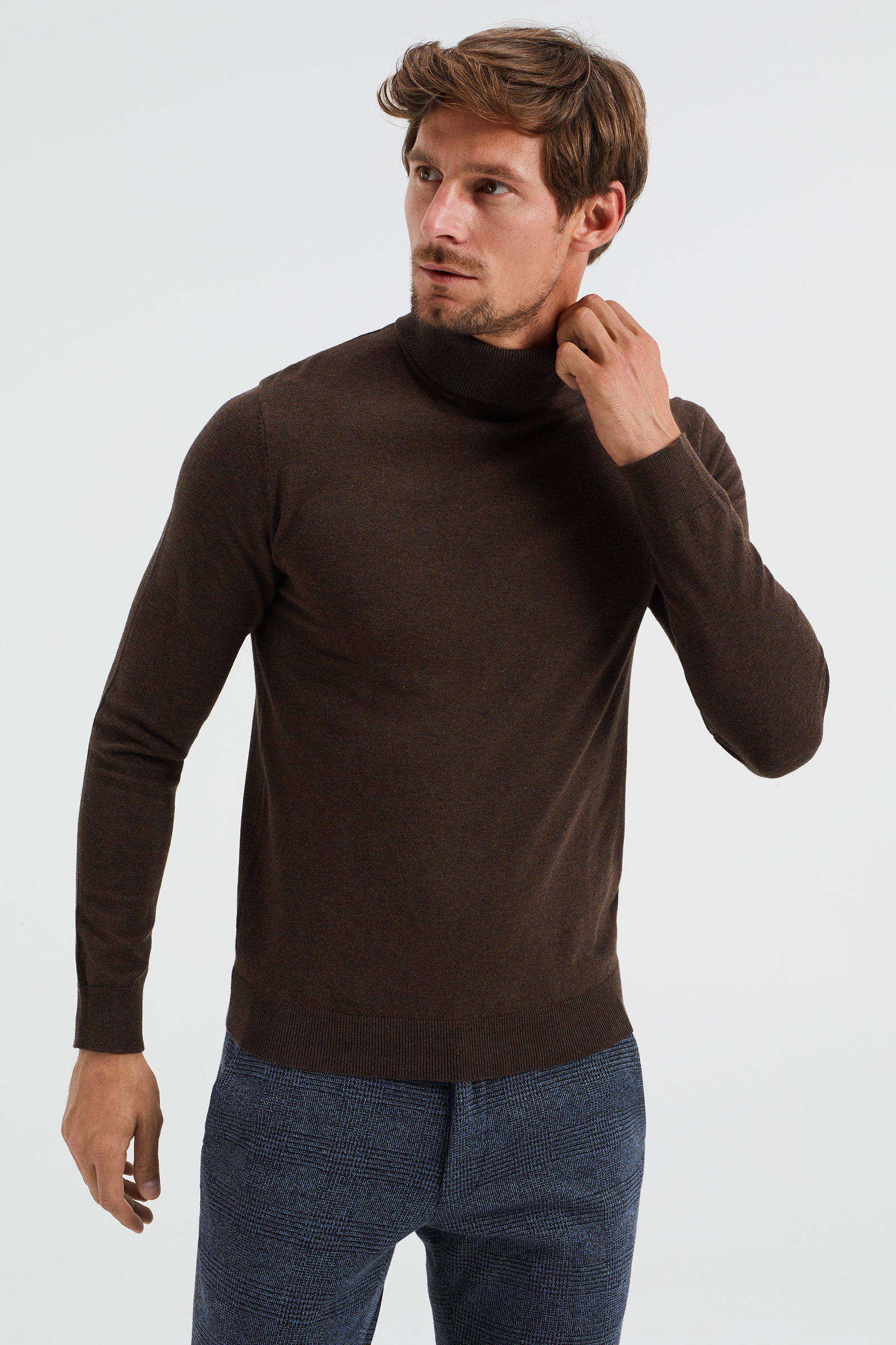 Fleece jas heren heren slim fit coltrui trui casual gebreide trui