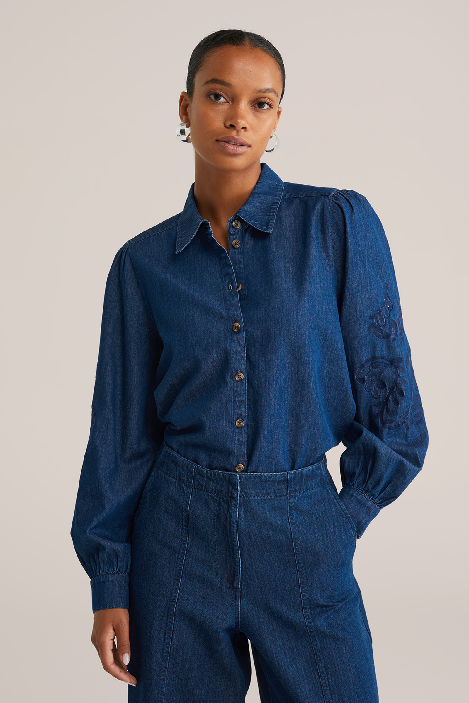 Tuniek-blouse met print voor dames in Blauw