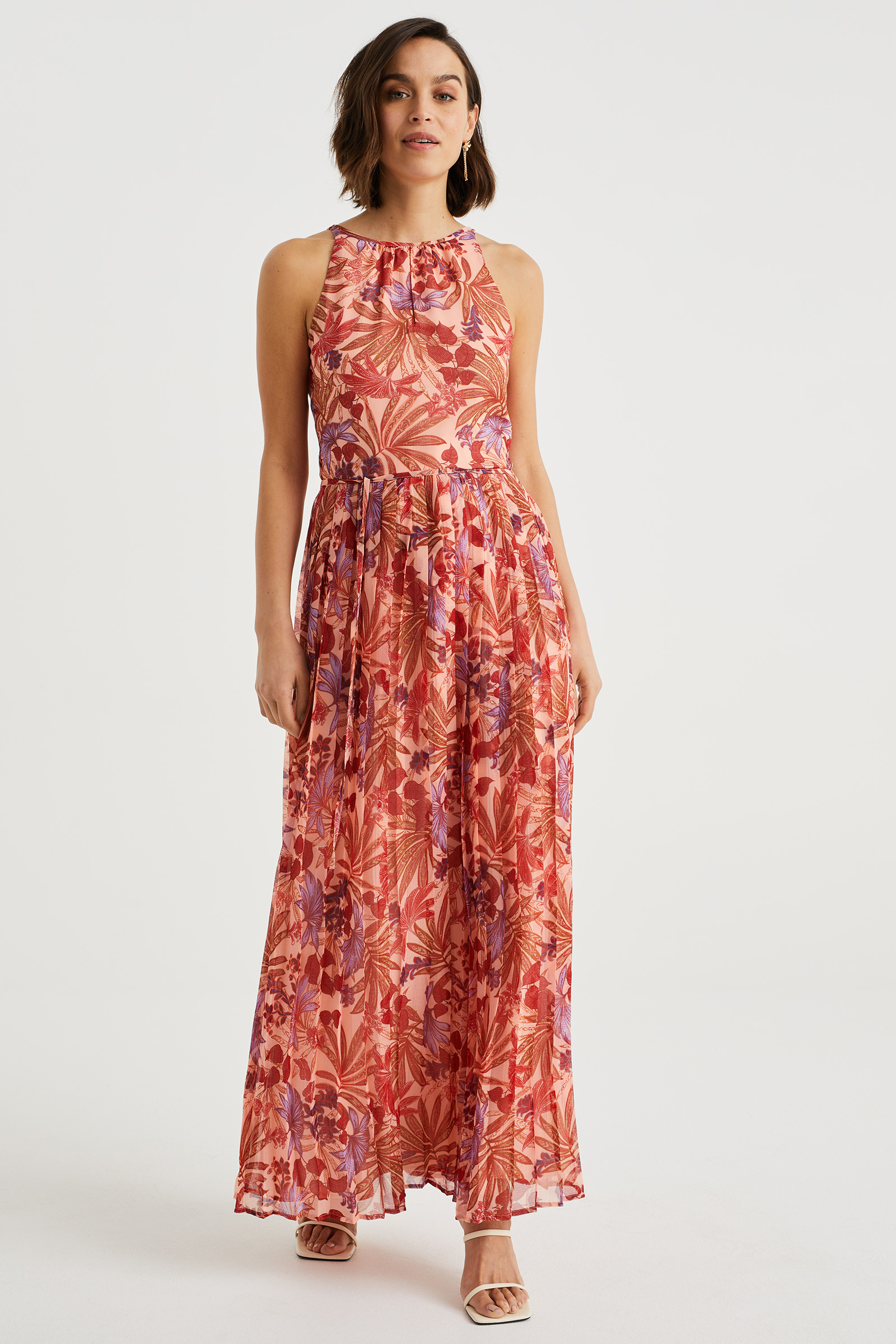 Dames Maxi Jurk met V-hals en Gedraaide Details voor Zomer en Diverse main image 1