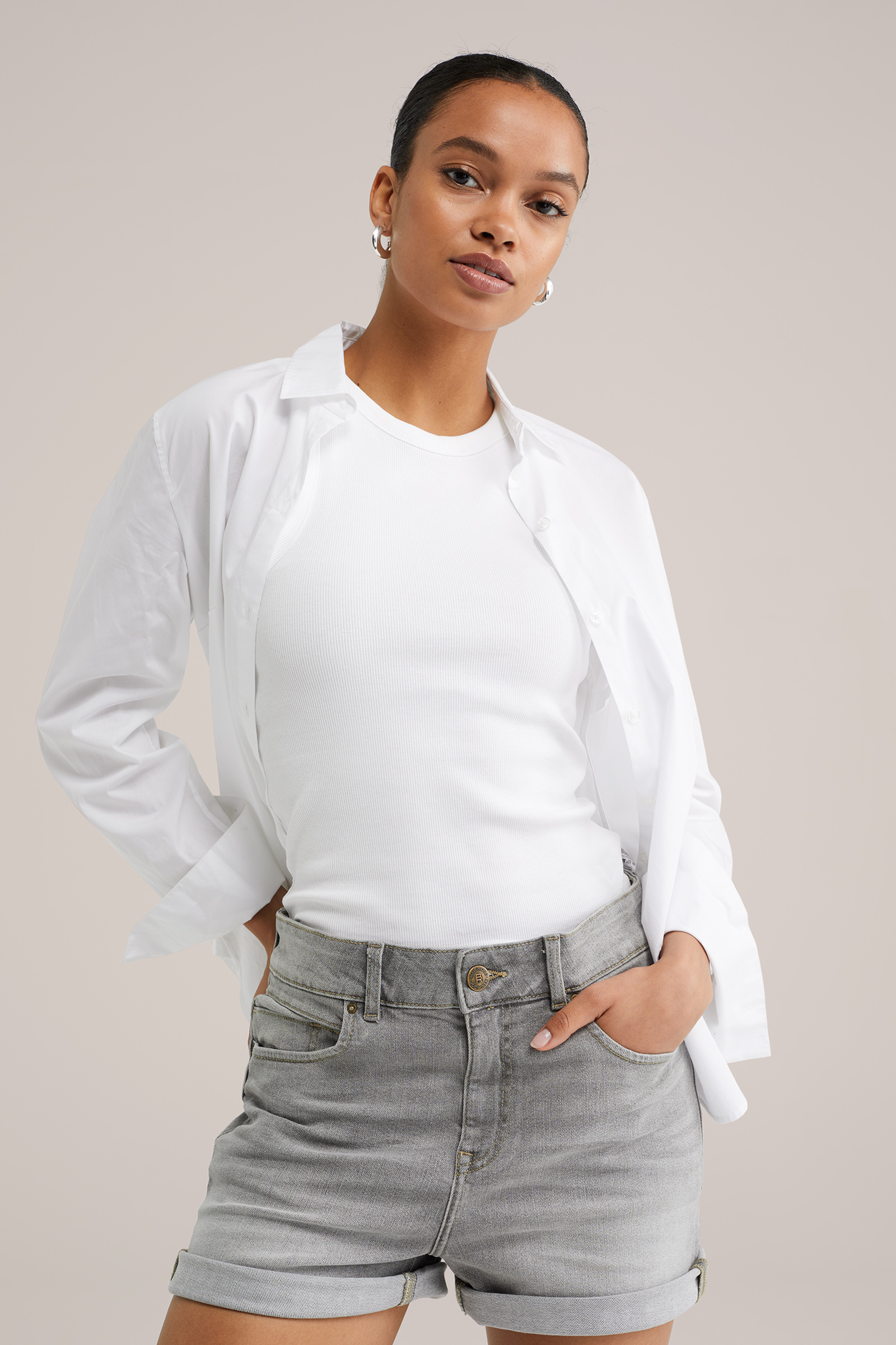 Women’s Spliced Fungus High Waist Denim Shorts