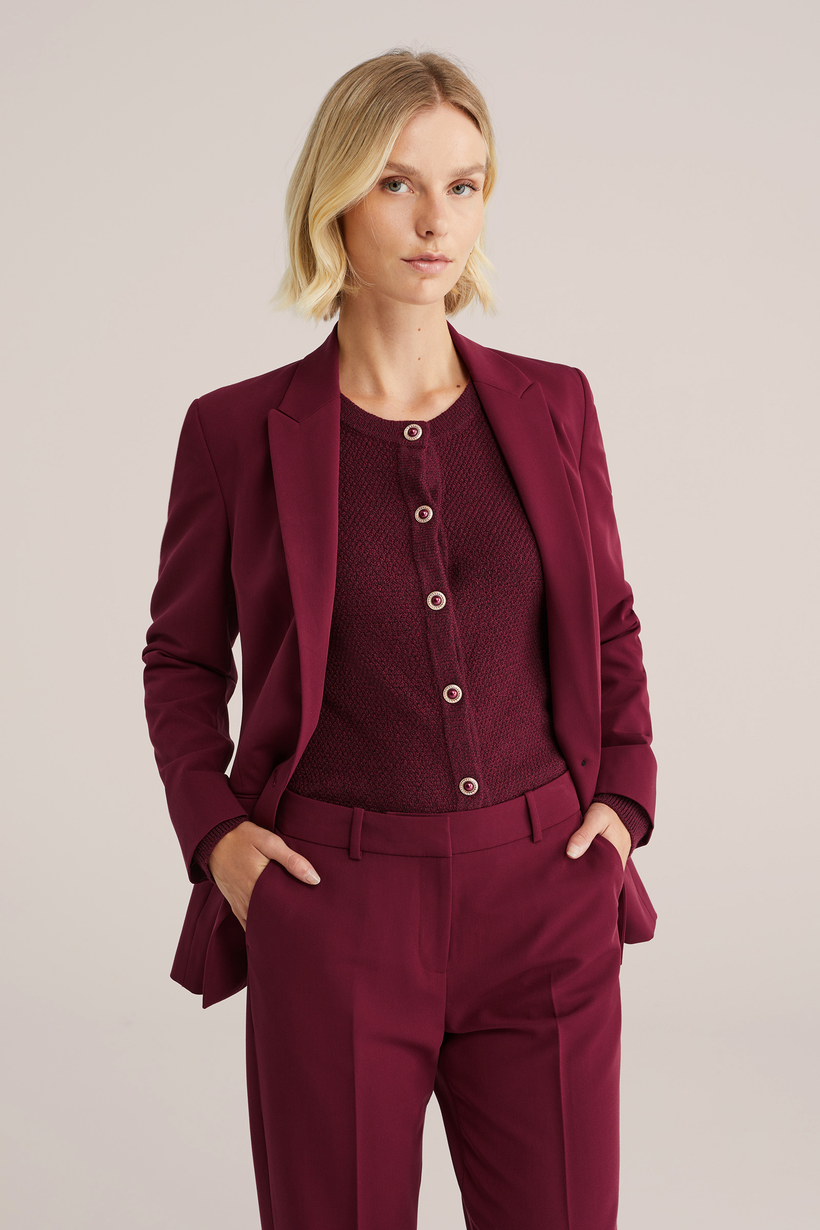 Acetate Blend Slim Fit Women Blazer