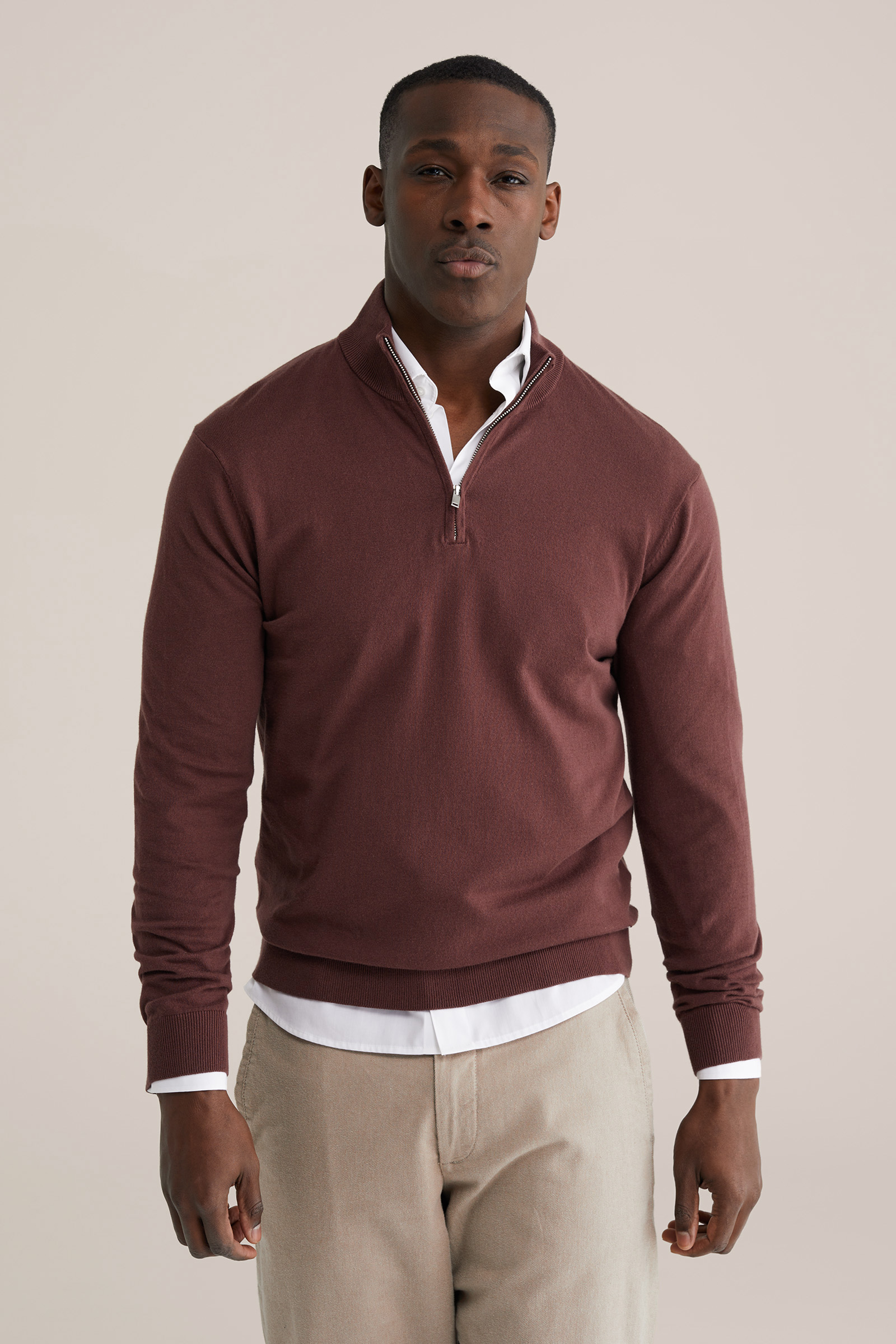 Polo Ralph Lauren WAFFLE WOOL COTTON QUARTER ZIP JUMPER - Trui - brown