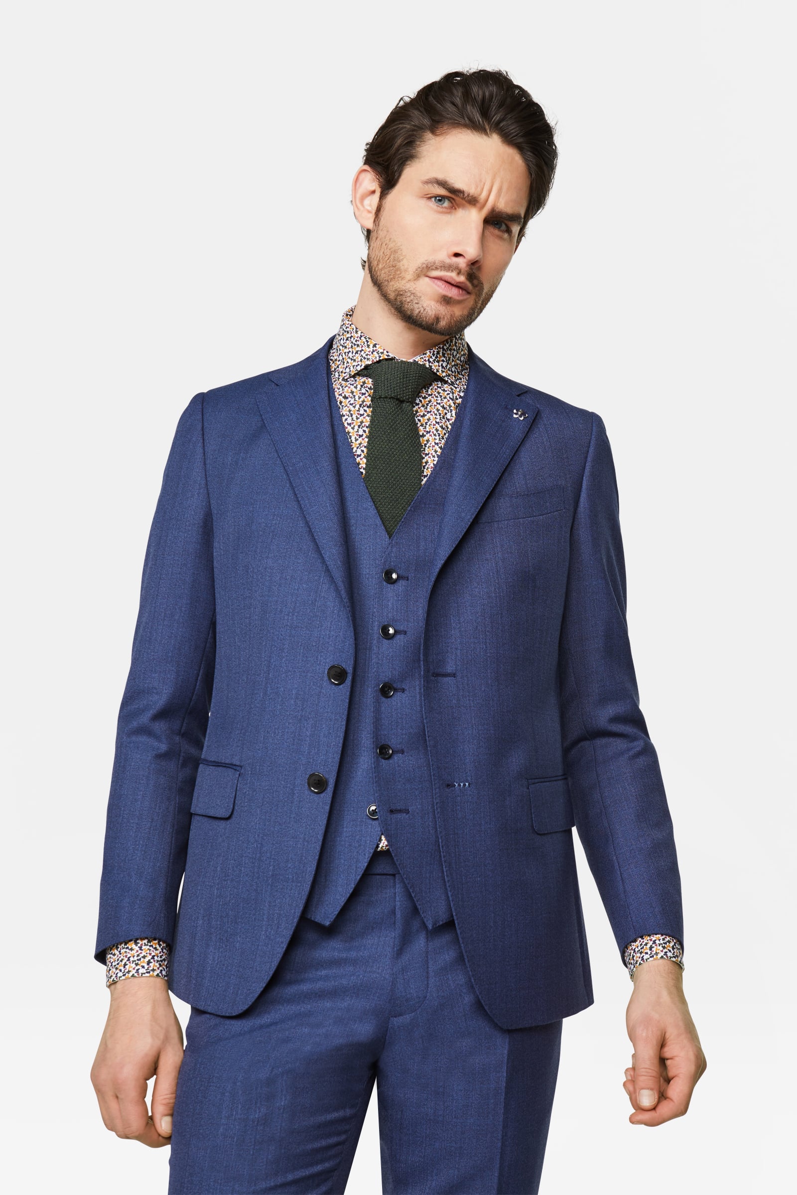 Herenpakken 3-delig regular fit skinny paisley jacquard