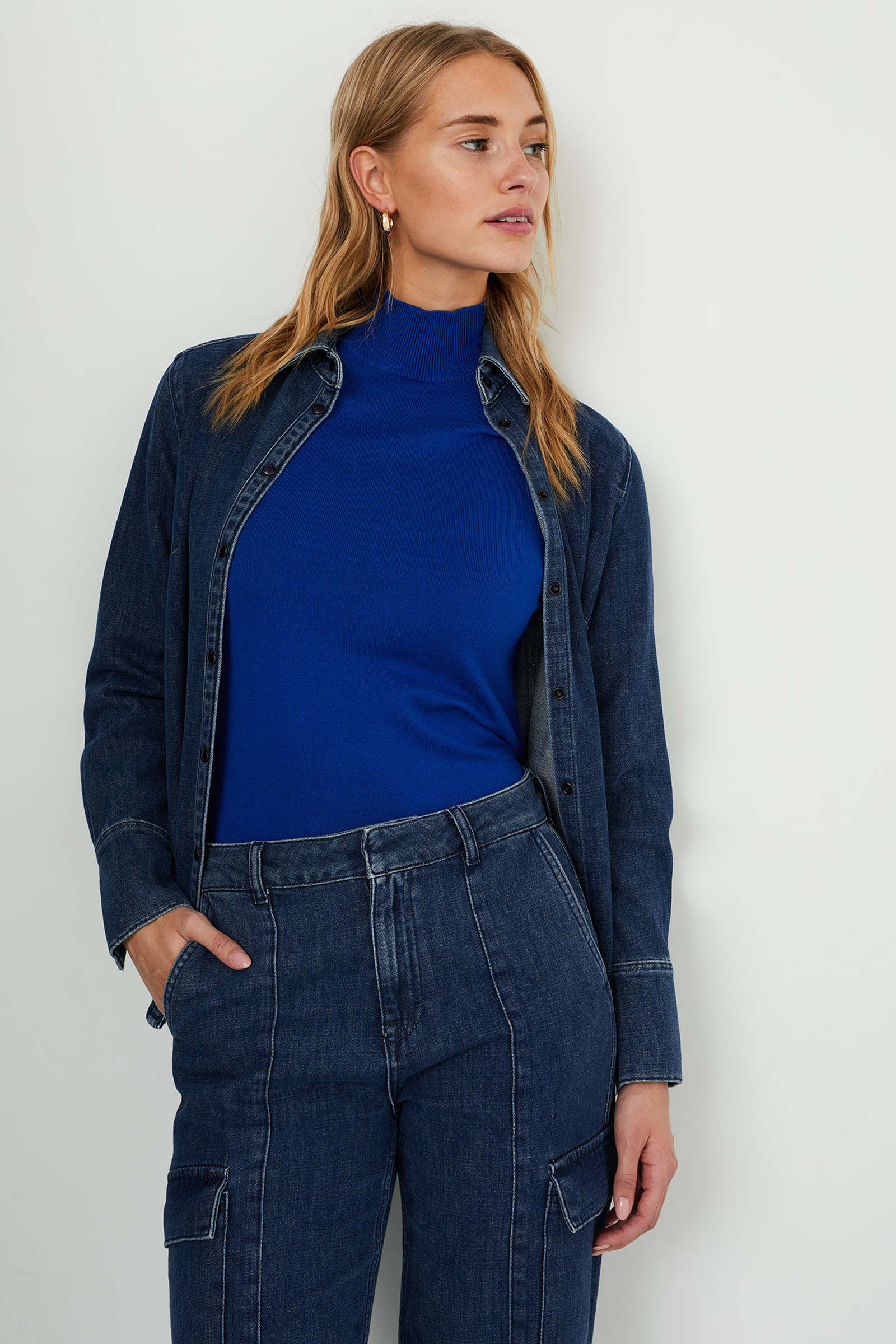 uni wide fit broek met sierknopen