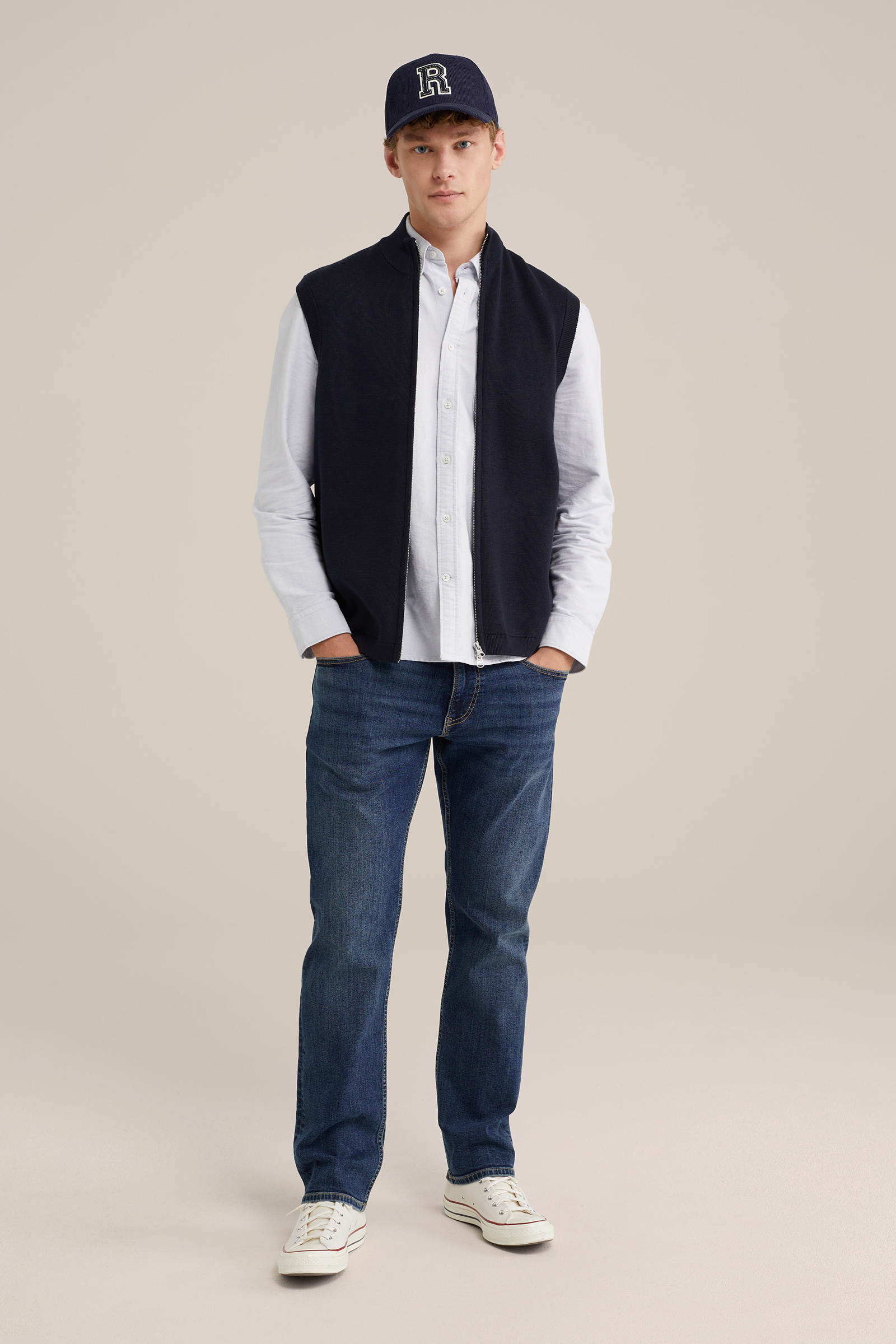 Mouwloze Trui Heren Gebreid met V-Hals | Zachte Textuur & Smart-Casual