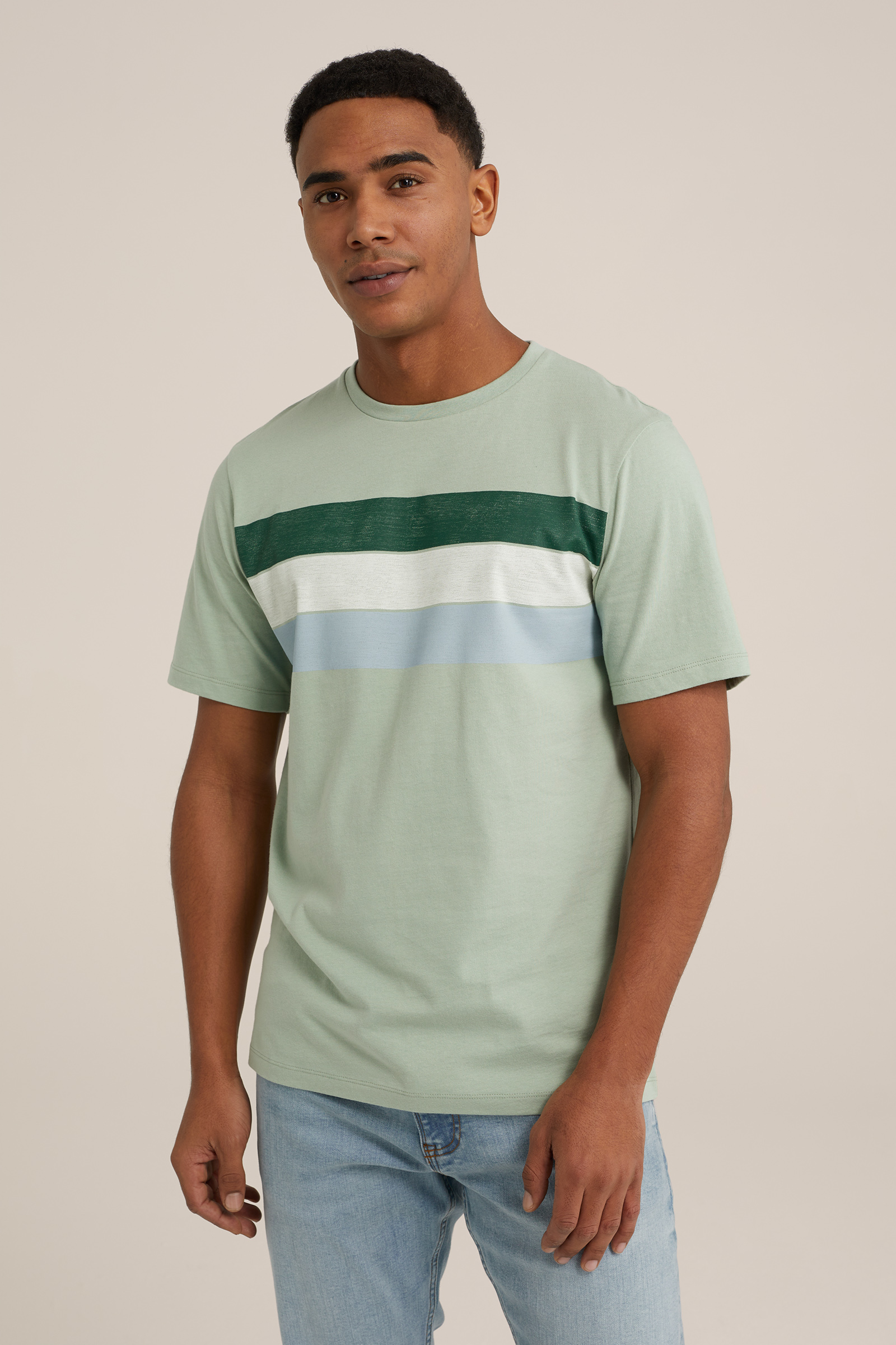 Lichtblauw Heren T-Shirt met Print Opdruk