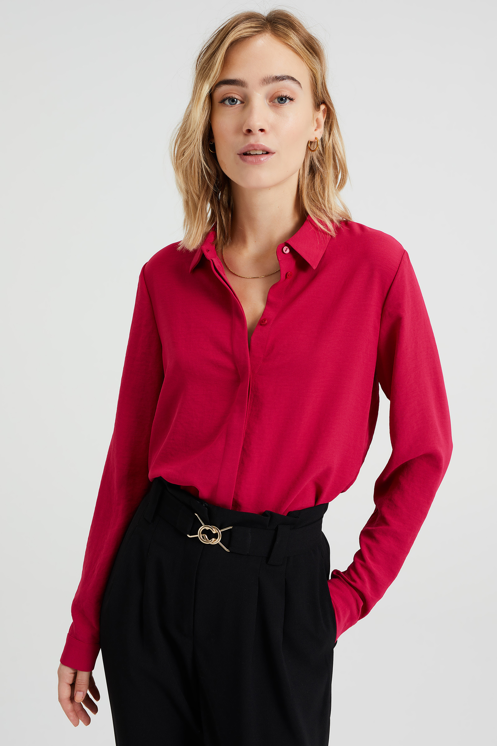 Gerimpelde Boho Lange Mouw Geweven Blouse Blauw 11