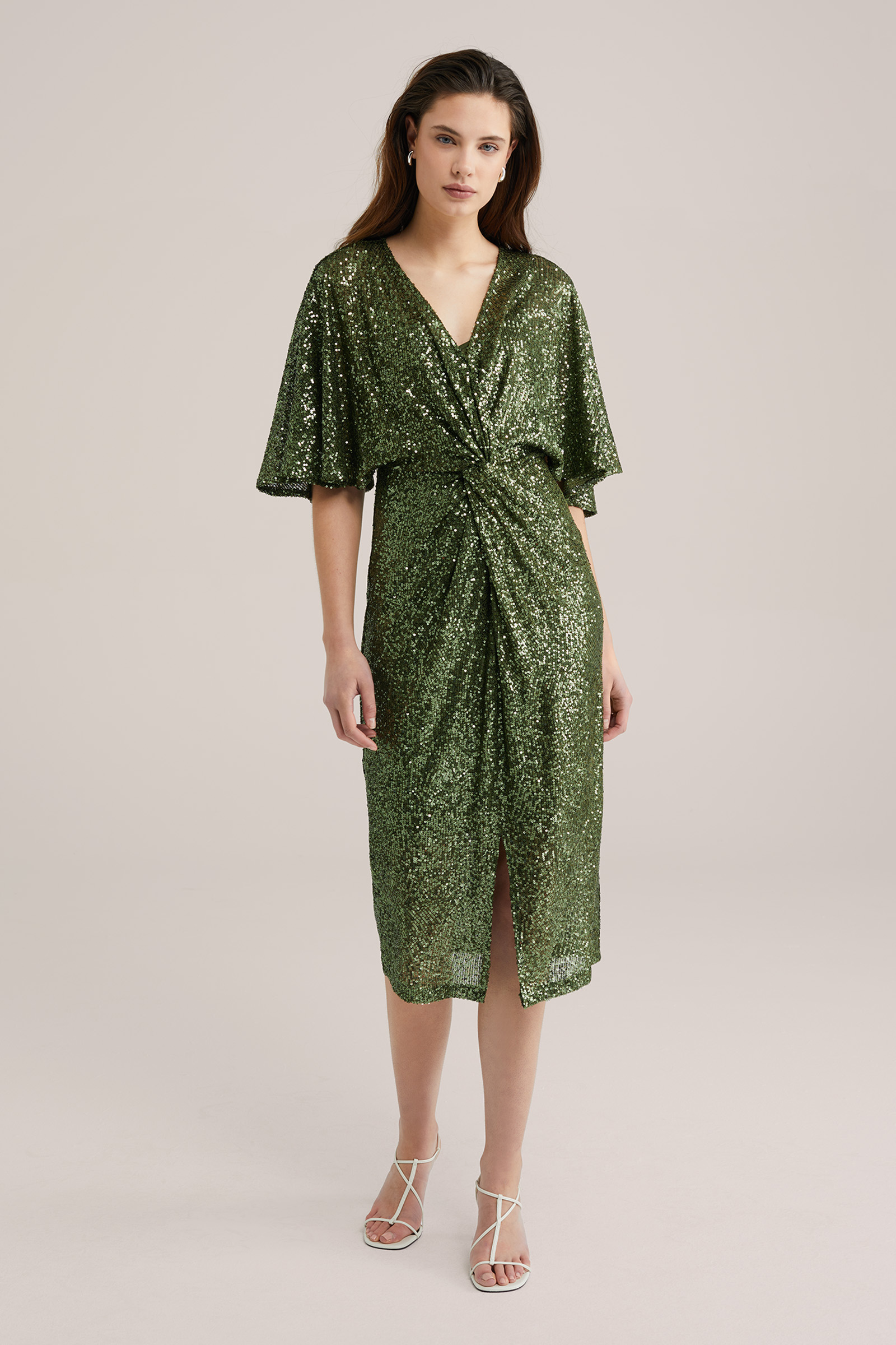 Pailletten Bodycon Minijurk met Lange Mouwen en Lage Rug main image 1
