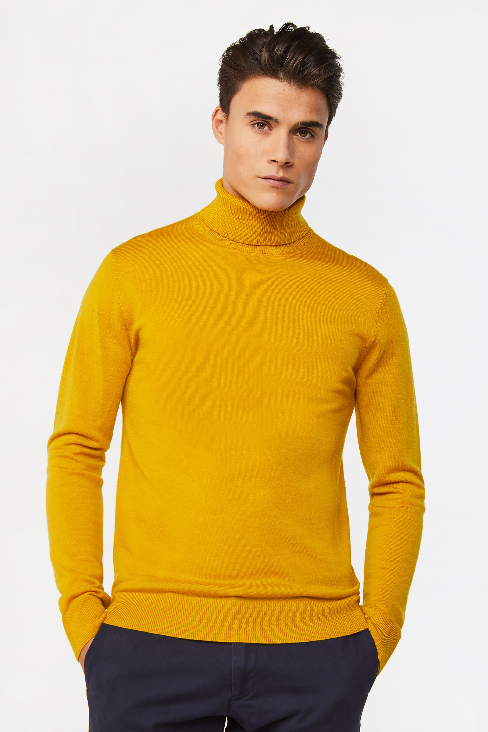 Coltrui Handgebreide Lamswollen Coltrui Heren Trui Heren Gele