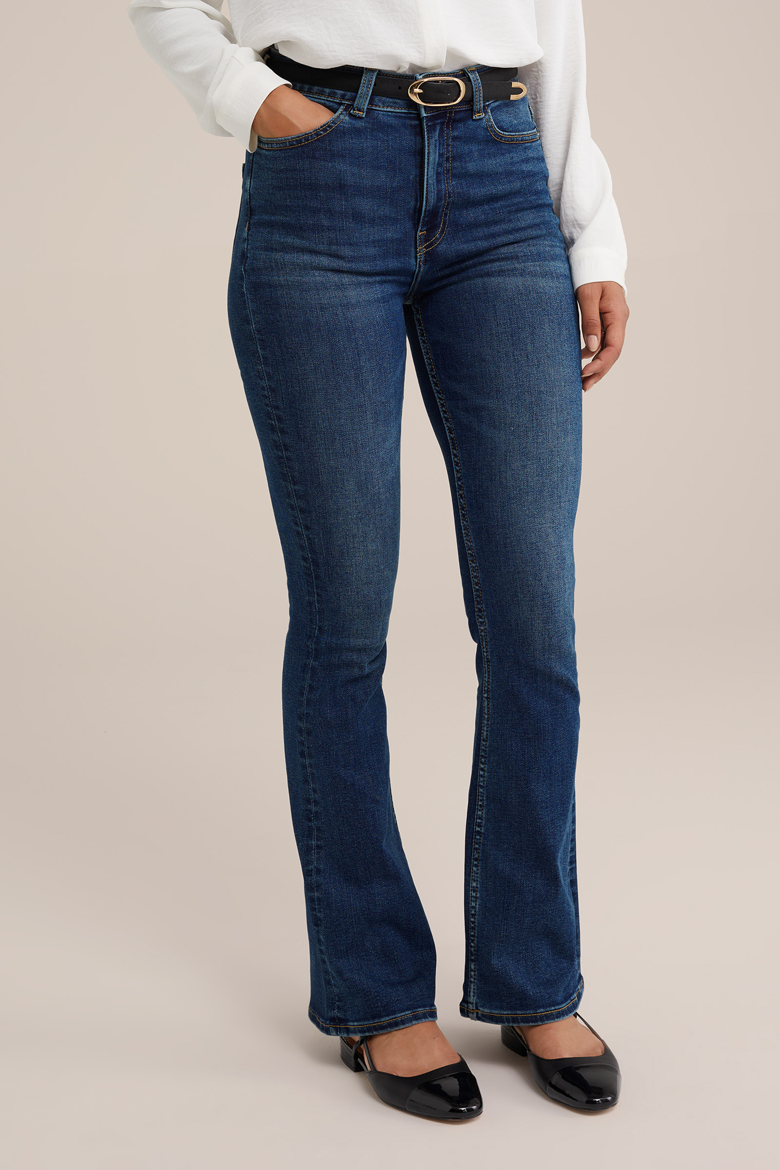 Damen High-Waist Flared Jeans mit Komfortstretch