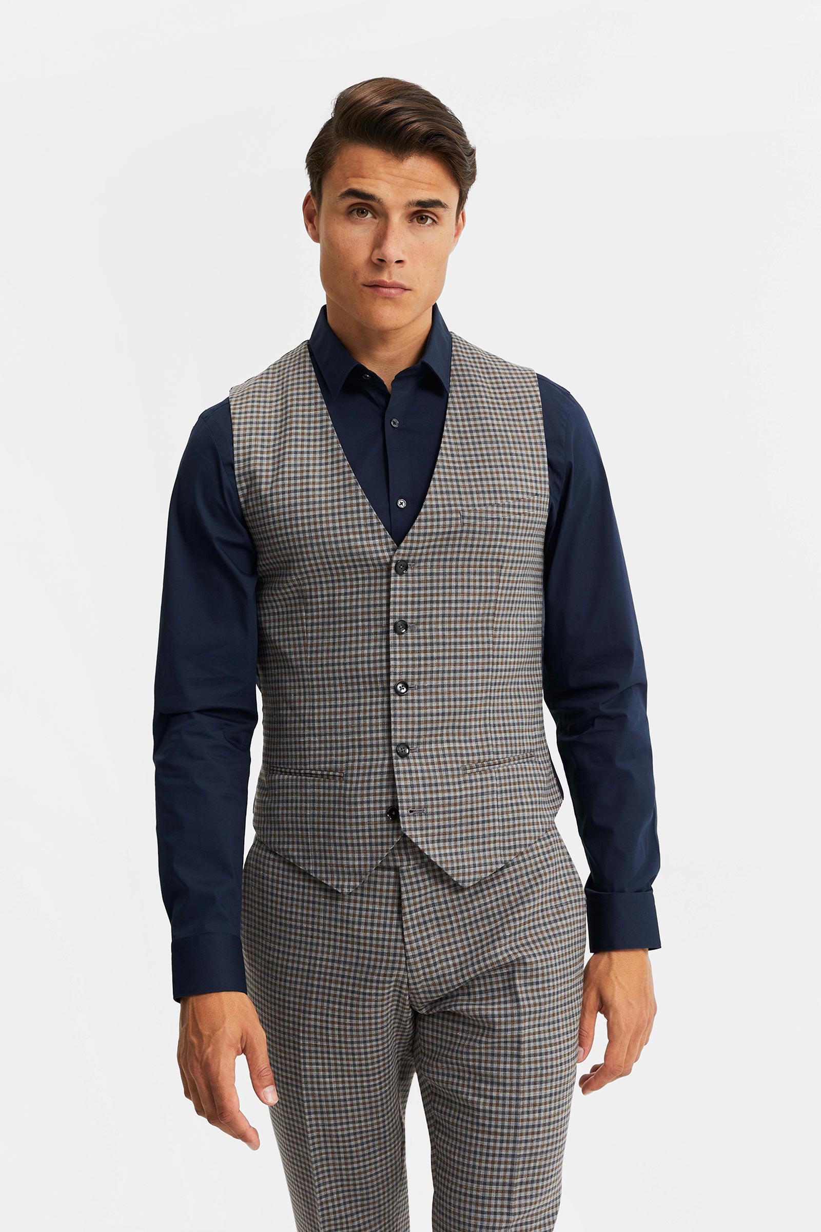 Hi-Tie Herren Anzugweste 5-teilig - U-Ausschnitt Zweireihig - Mit Krawatte & Fliege