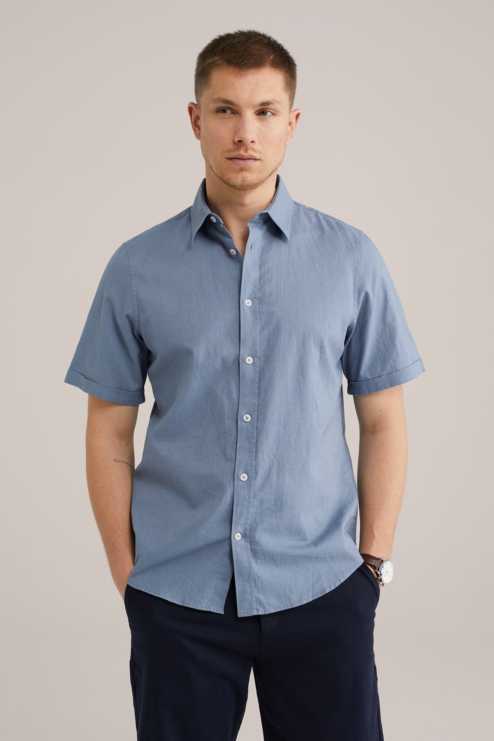 Only & Sons Caiden Solid Linnen Overhemd Heren Only & Sons Caiden Solid Linnen Overhemd Heren