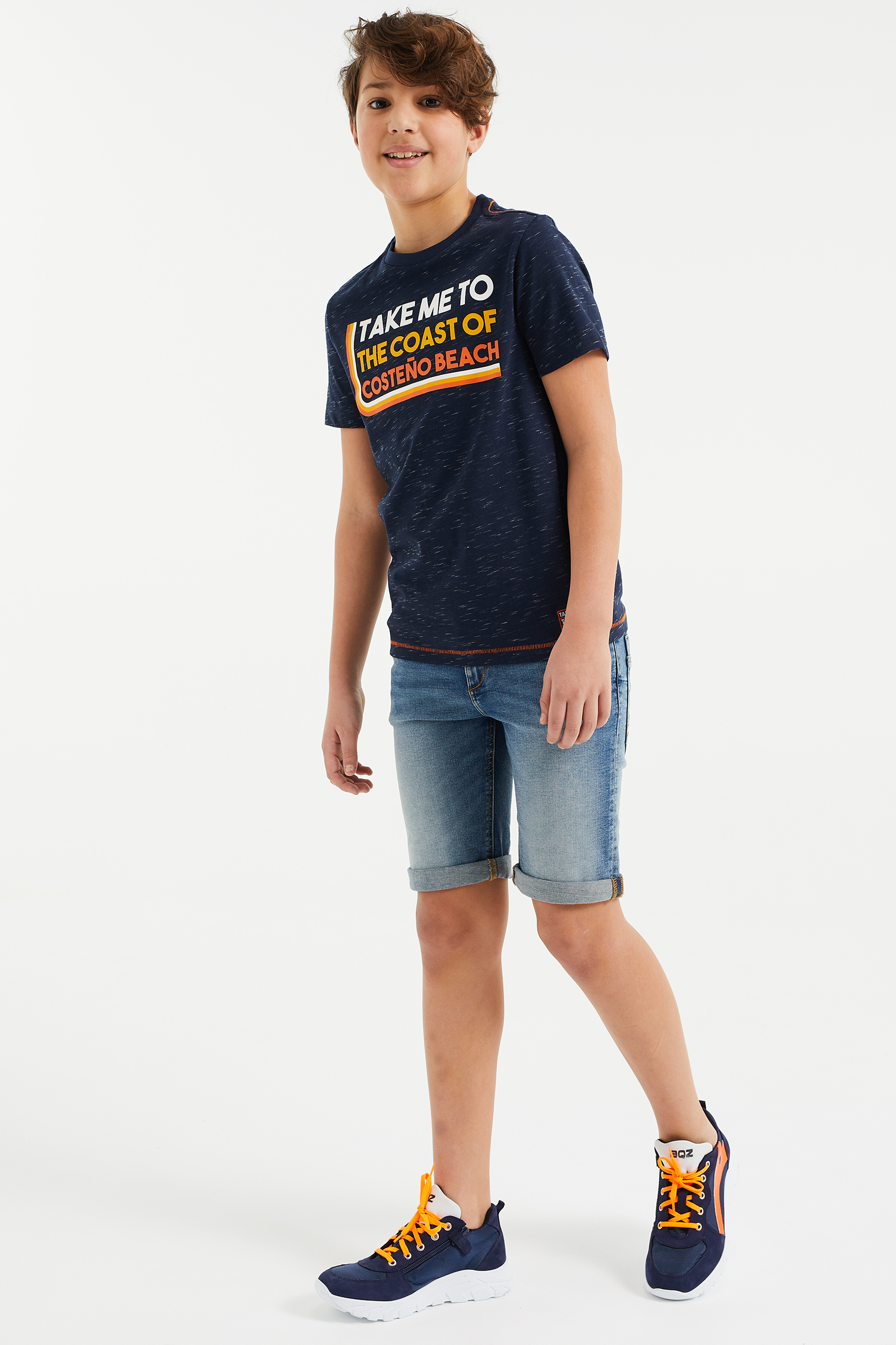 Short Garçon en Eponge Bleu Denim Bouclette main image 0